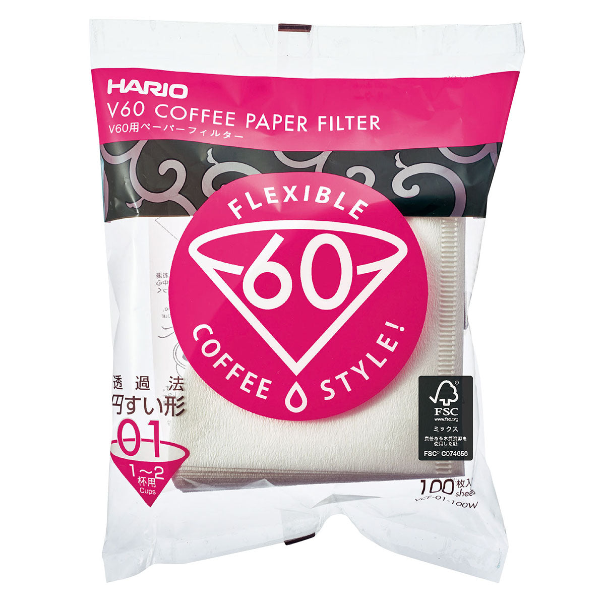 Паперові білі фільтри для пуровера 01 Hario, 100 шт