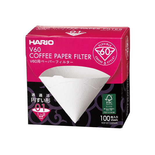 HARIO BOX Паперові білі фільтри для пуровера 01 Hario, 100
