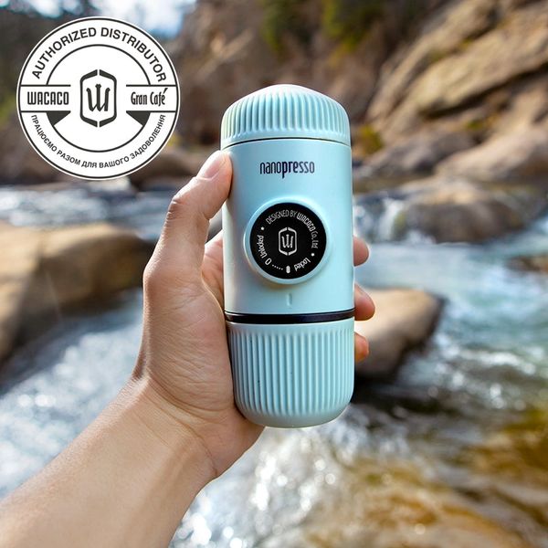 Nanopresso Elements Arctic Blue від WACACO®" Портативна еспресо машина Нанопрессо арктичний синій + чохол WA-15 фото