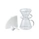 Набір HARIO V60 GLASS, графин 600 мл, скляний пуровер 02, мірна ложка, 40 фільтрів S-VGBK-02-T фото 1