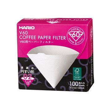 Паперові фільтри для кави в коробці HARIO V60 02 &mdash; білі, 100 шт.